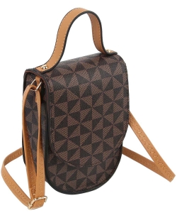 Fashion Monogram Top Flap Crossbody Bag Cell Phone Purse LMN014 BROWN
